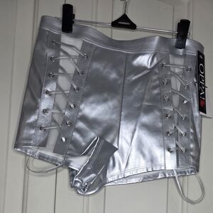 Silver High Waist Women Shorts